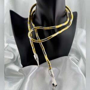Serpentine fixable Serpent Snake Gold and Silver Wrap Necklace